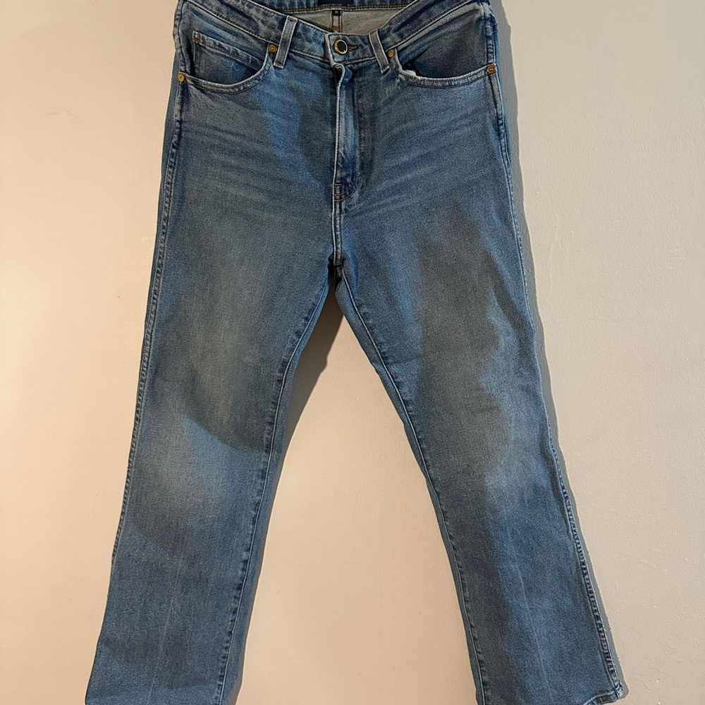 KHAITE Blue Straight Leg Jeans Timeless Style